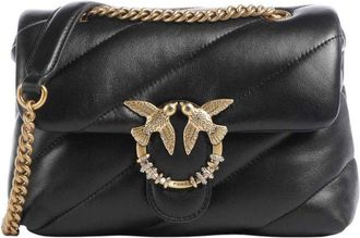 Pinko Womens Crossbody Bag Black Sheep Leather - Crossbody-Bags