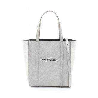 Balenciaga Silver Leather Handbag Tote Bag (Pre-Owned)