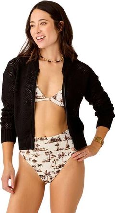 Carve Designs Presley Mesh Bomber in Black at Nordstrom, Size Xx-Small
