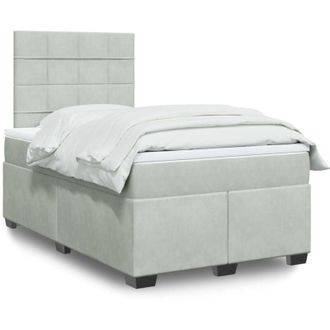 vidaXL Vidaxl - Cama Box Spring Con Colch&oacute;n Terciopelo Gris Claro 120x190 Cm