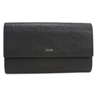 Dior Black Leather Long Wallet (Bi-Fold) (Pre-Owned)