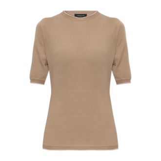 Fabiana Filippi Top met ronde hals - Dames - Ronde hals truien - Beige - S - Katoen - Truien & Vesten