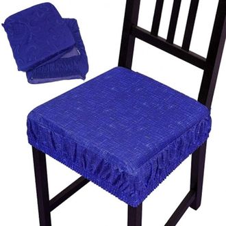 Trade Shop Trade Shop - Establecer 6 Cubiertas De Asiento Con Banda El&aacute;stica Para Sillas Acolchadas Extra&iacute;bles - Azul