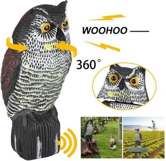 OEM &Eacute;pouvantail - Gaodiriyong - Hibou Rotatif - Protection Jardin - R&eacute;aliste - Plastique Gris