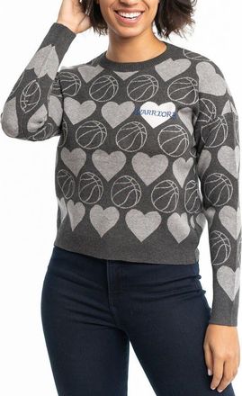 Lusso Womens Lusso Charcoal Golden State Warriors Basketball Love Swarovski Crystal Intarsia Pullover Sweater at Nordstrom, Size Medium