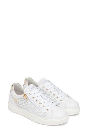 Nero Giardini Perforated Side Zip Sneaker in White at Nordstrom, Size 11Us