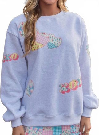 Peach Love California Sweetheart Patchwork Crewneck Sweatshirt In Gray