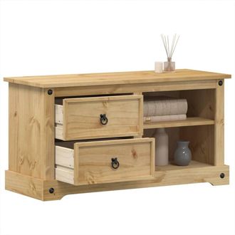 Berkfield Home TV Cabinet Corona 100x40x52 cm Solid Wood Pine in Brown | Size: 100 x 40 x 52 cm