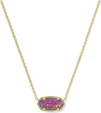 Kendra Scott Elisa Pendant Womens Necklace Womens Necklace Gold Dark Lavender Kyocera Opal, Brass