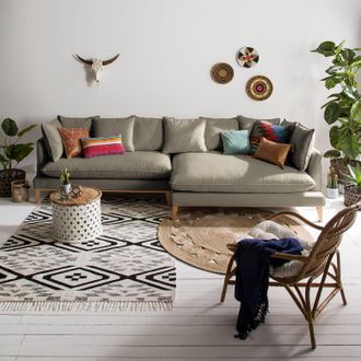 Maison Belfort home24 Eva Padberg Collection Ecksofa XL Lavina 2,5-Sitzer Cappuccino Webstoff 328x92x131 cm