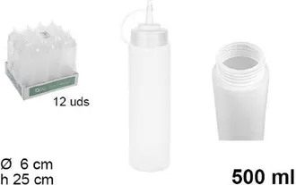 Trade Shop Trade Shop - Set 12pz Bottiglie Dosatore Plastica Beccuccio Per Salse Condimenti 500ml 102785