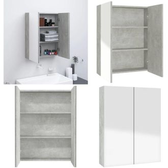vidaXL Armadietto a Specchio per Bagno 60x15x75 cm MDF Grigio Cemento - Armadietto a specchio - Armadietto in vetro