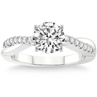 Pompeii3 VS 1 1/4Ct Moissanite & Lab Grown Diamond Engagement Twist Ring in 10k Gold