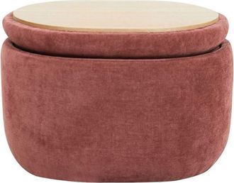 Nordlys Puf mesa baja en madera e tejido terracota