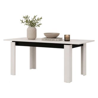 Dmora Mesa Extensible Lajon, 8 Asientos, Mecanismo De Extensi&oacute;n Central, 160x90x77h Cm Blanco Crema