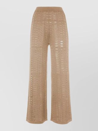 Malo high waist crochet sheer wide leg trousers