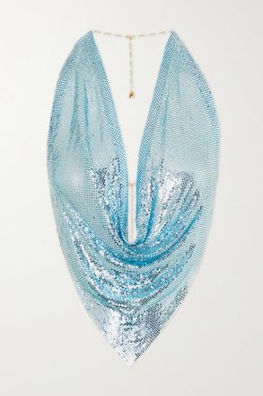 Rosantica Top Con Scollo Allamericana E Schiena Scoperta In Maglia Metallica Mermaid - Blu