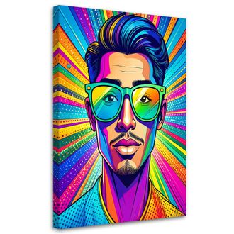 Feeby Cuadro Sobre Lienzo Pop Art Hombre Con Gafas 70x100