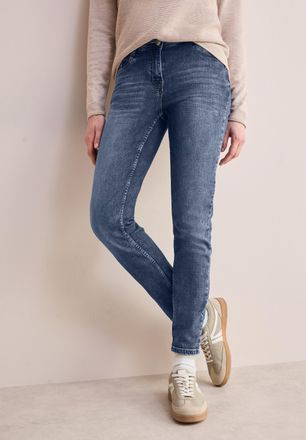 Cecil Regular-fit-Jeans CECIL Style Scarlett, Damen, Gr. 34, L&auml;nge 28, blau (mid blau wash), Denim/Jeans, Obermaterial: 78% Baumwolle, 20% Polyester, 2% Ela