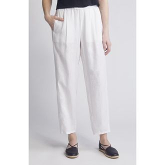 Eileen Fisher Pleated Organic Linen Lantern Pants in White at Nordstrom Rack, Size Large P