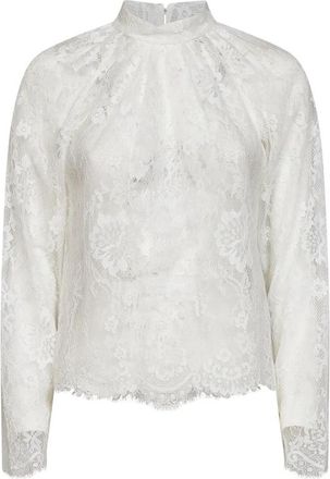 Self Portrait Top met Guipure-kant en ruches - Dames - Blouses - Wit - L - Overhemden