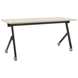 Beliani Escritorio Rectangular Moderno Plegable Con Ruedas Mesa M&oacute;vil Port&aacute;til Estructura Met&aacute;lica 160 X 60 Cm Madera Clara Y Negro Bendi
