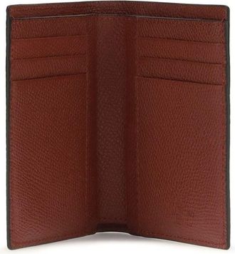 Valentino Garavani Mens Card Holder Vlogo Signature Blood Red Calf Leather Umbrellas Accessory