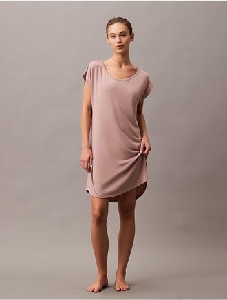 Calvin Klein Womens Ultra-Light Wide Neck Sleep Dress - Pink - XL