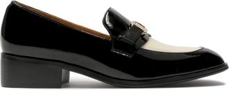 Kazar Tweekleurige gelakte platte schoenen - Dames - Loafers - Zwart - 39 EU - Leer - Schoenen