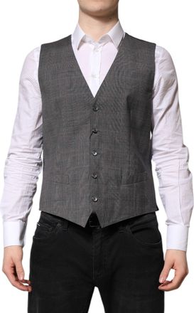 Dolce & Gabbana Virgin Wool Plaid Vest - Gray