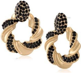 Jardin Pav&eacute; Crystal Twist Stud Earrings in Black/Gold at Nordstrom Rack
