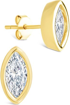 Sterling Forever Sterling Silver Marquise Cut Bezel Set Stud Earrings