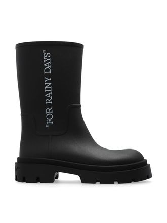 Off-white Mid-Calf Black Boots With Chunky Rubber Sole