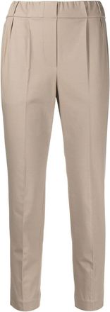 Brunello Cucinelli cropped tapered trousers - women - Cotton/Spandex/Elastane/Cupro/Spandex/Elastane - 42 - Neutrals