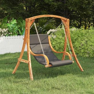 vidaXL Silla Columpio Sin Estructura Con Coj&iacute;n Madera Maciza Curvada Vidaxl