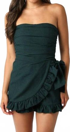 Olivaceous Sweet Gingham Girl Romper In Green