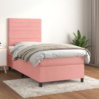 vidaXL Vidaxl - Cama Box Spring Con Colch&oacute;n Terciopelo Rosa 100x200 Cm