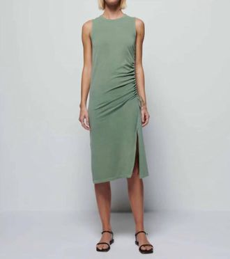Nation Ltd Iris Crewneck Ruched Dress In Sea Spray
