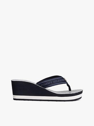 Tommy Hilfiger Chanclas de cuña con logo y rayas