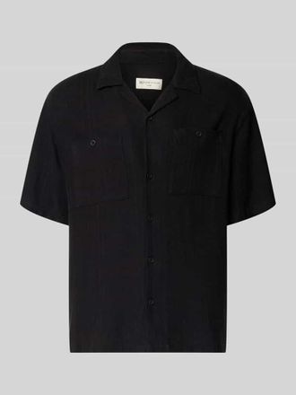 Tom Tailor Denim Loose Fit Freizeithemd aus Leinen-Viskose-Mix in Black, Gr&ouml;&szlig;e XXL
