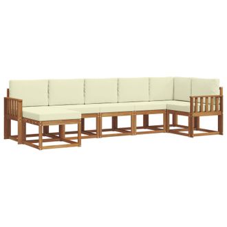 vidaXL Conjunto De Sof&aacute;s De Exterior Con Coj&iacute;n 7 Pcs Natural Y Crema Vidaxl