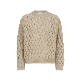 Brunello Cucinelli Dazzling Zigzag-cables Sweater In Mohair And Wool