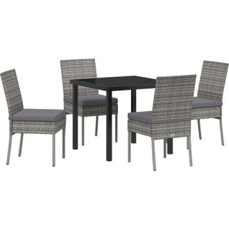 vidaXL Conjunto De Comedor De Jard&iacute;n 5 Pcs Gris Polirat&aacute;n Vidaxl