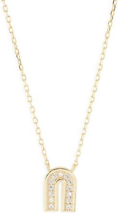 Argento Vivo Cubic Zirconia Initial Pendant Necklace in Gold N at Nordstrom