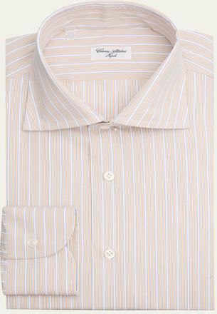 Cesare Attolini Mens Multi-Stripe Cotton Dress Shirt
