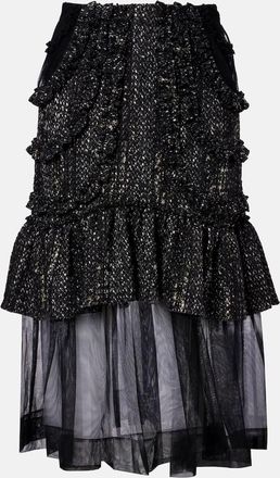 Simone Rocha Gonna midi in tweed con tulle