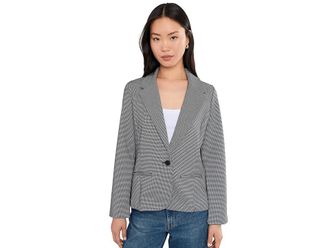 Liverpool L.A. Petite Mini Check Jacquard Knit Fitted Blazer Womens Jacket Black White Mini Check : PXL, Elastane/Polyester/Viscose