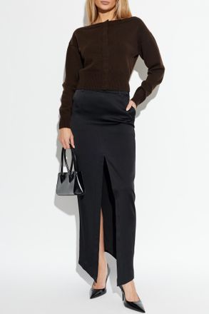 Tom Ford Satin Skirt With Slit, Womens, Black