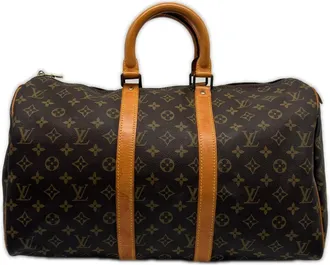 Louis Vuitton Monogram Brown Coated Canvas Leather Boston Bag (Pre-Owned)