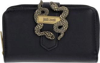 Just Cavalli Gevouwen Portemonnee - Dames - Portefeuilles - Zwart - ONE Size - Leer - Accessoires